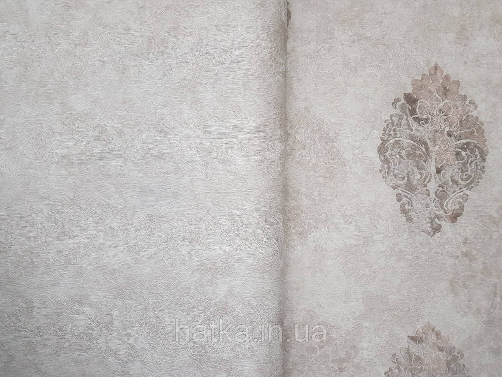 Шпалери вінілові на флізеліні гарячого тиснення DU&KA 1.06х10 вензель основа під штукатурку сірі коричневі Київ - фото 2