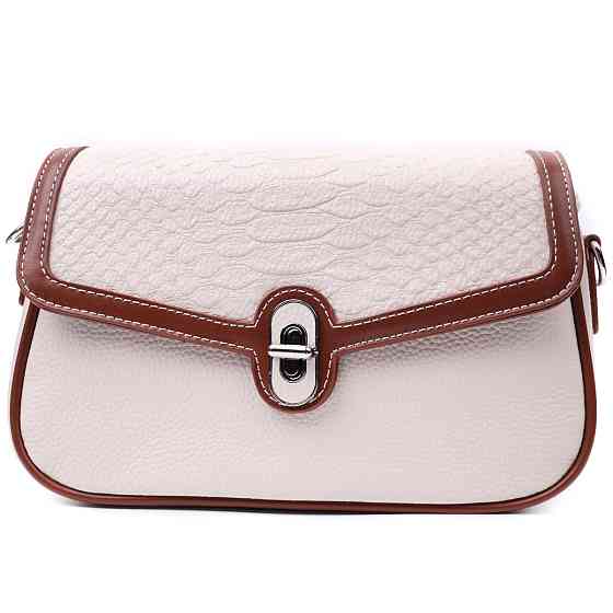 Красивая женская сумка на лето с фактурным клапаном из натуральной кожи Vintage 22623 Белая Киев