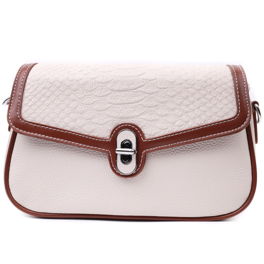 Красивая женская сумка на лето с фактурным клапаном из натуральной кожи Vintage 22623 Белая Киев - изображение 5