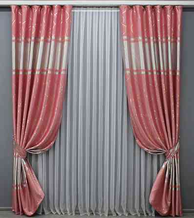 Комплект готовых штор VR-Textil Софт Лиана № 461ш Розовый 100х270 см 2 шт (31-686) Киев