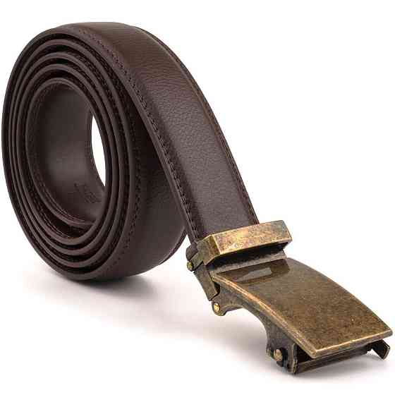 Ремінь з натуральної шкіри з автоматичною пряжкою латунь Vintage 20309 Коричневий Київ