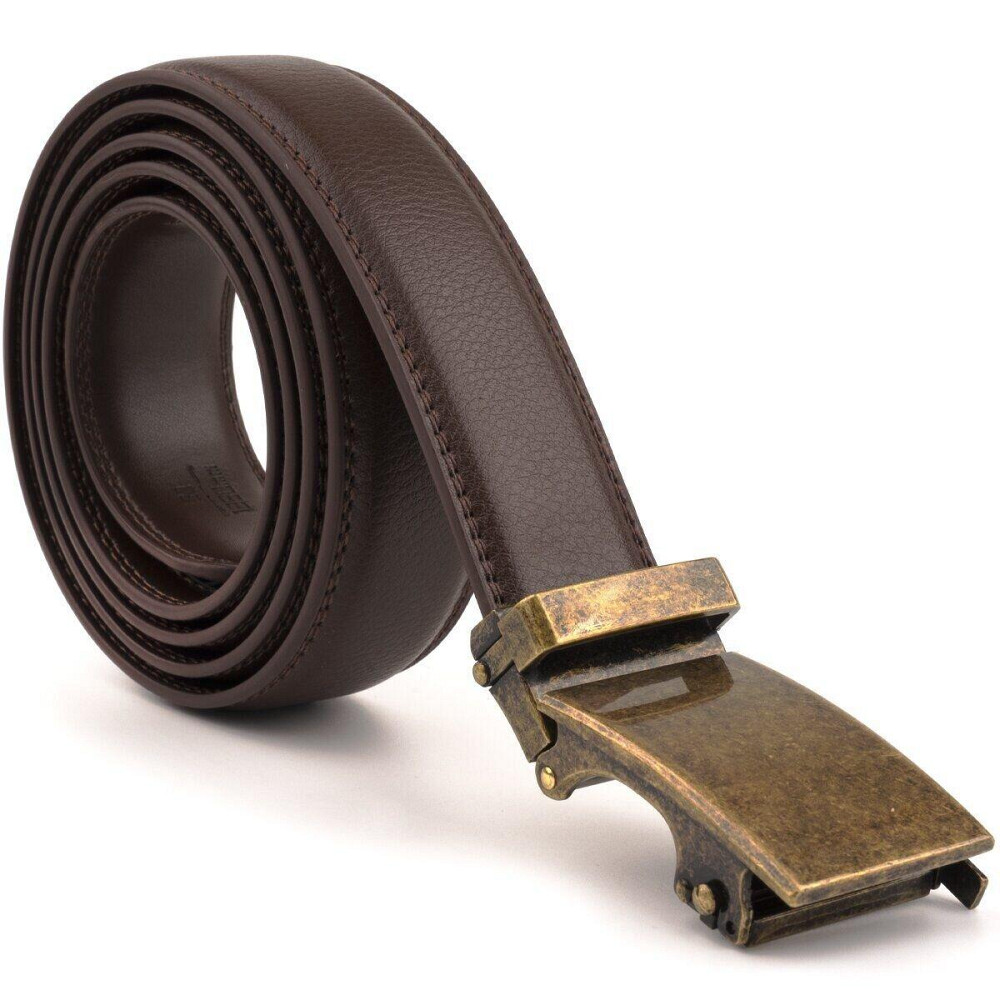 Ремінь з натуральної шкіри з автоматичною пряжкою латунь Vintage 20309 Коричневий Київ - фото 2