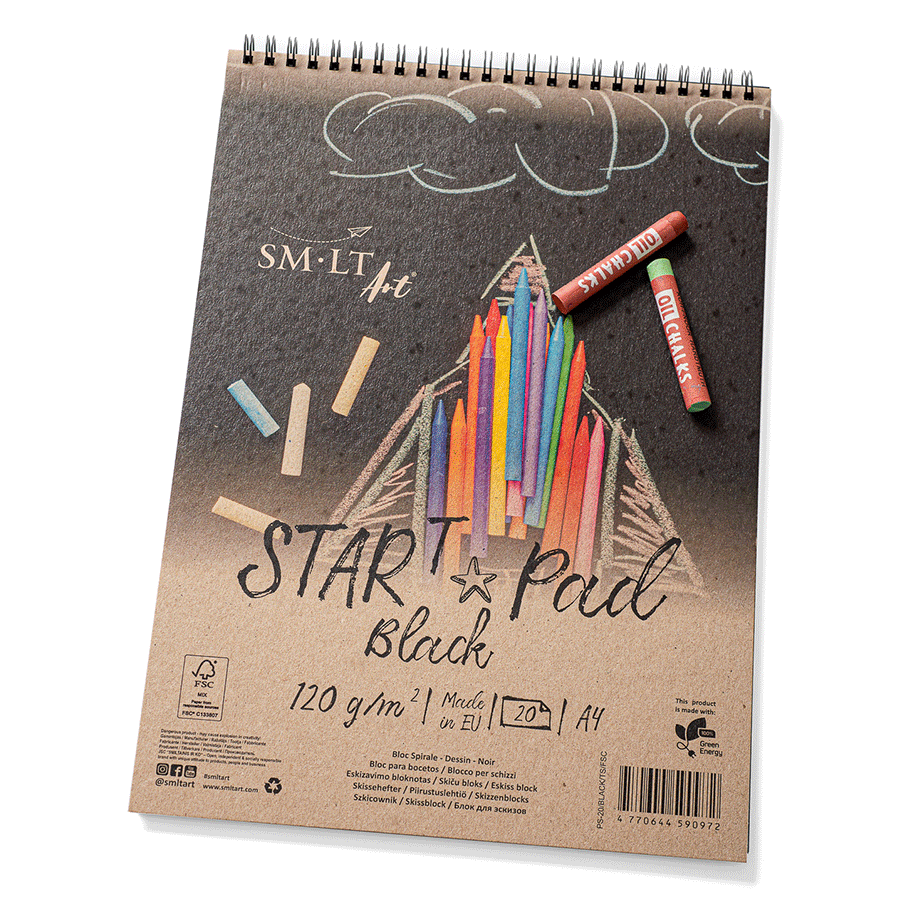 Альбом для рисунка на спирали STAR T А4 120г/м2 20л черная бумага SM-LT Art Киев - изображение 2