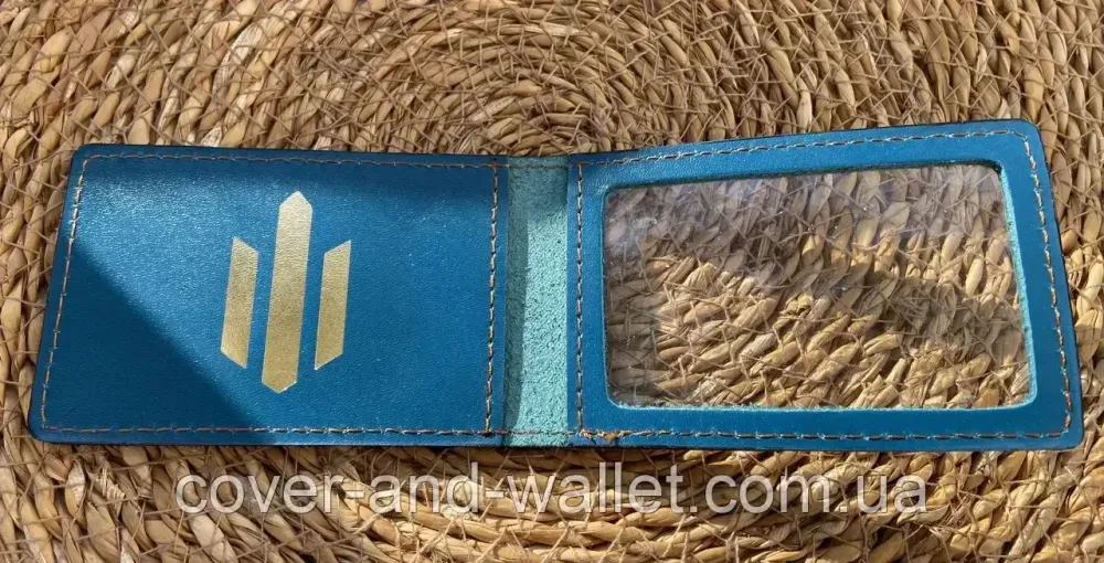 Шкіряна обкладинка на посвідчення ДБР синього кольору (тиснення золотом) PS Київ - фото 6