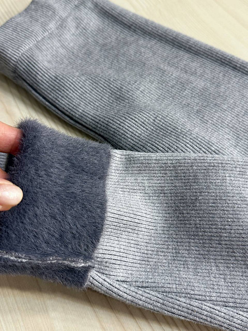 Лосины женские A-N 6126-6161 теплые в рубчик на меху ангоры, серый, one size Киев - изображение 2