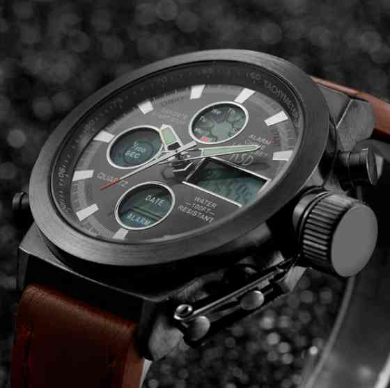 Годинник чоловічий водостійкий тактичні AMST Mountain Bordo (2 ремінці) Київ