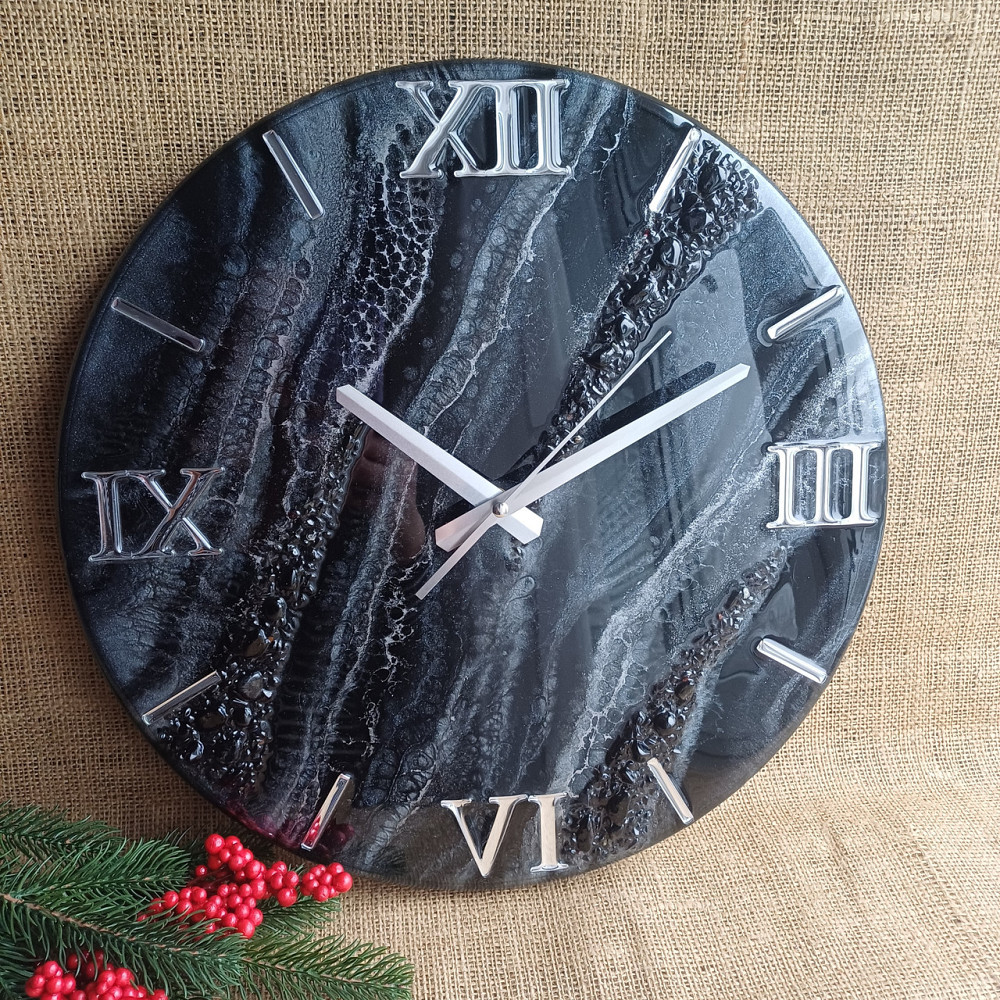 Настінний годинник з епоксидної смоли ручної роботи Дніпро - фото 1