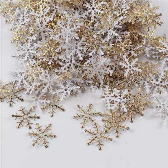 Новый год снежинки 300 штук 2см золотистый Киев - изображение 2
