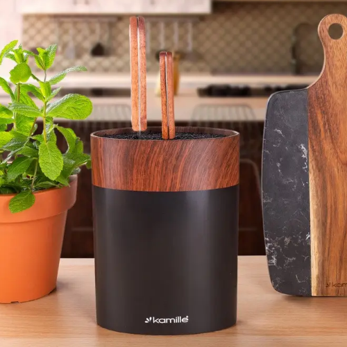 Підставка для ножів 18см чорний/сірий/червоний мармур 7617 KAMILLE Житомир - фото 2