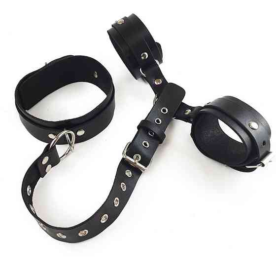 Фіксатори для шиї та рук Art of Sex - Bondage Set з натуральної шкіри, колір чорний Sex Aura Київ