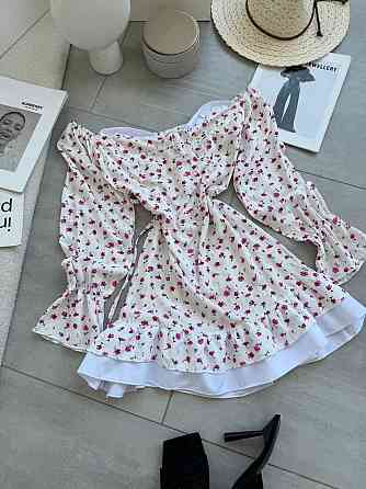 Женское стильное мини-платье  штапель, софт Белый, 44/46 Одесса