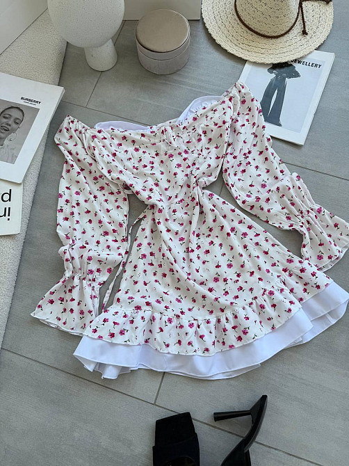 Женское стильное мини-платье  штапель, софт Белый, 44/46 Одесса - изображение 2