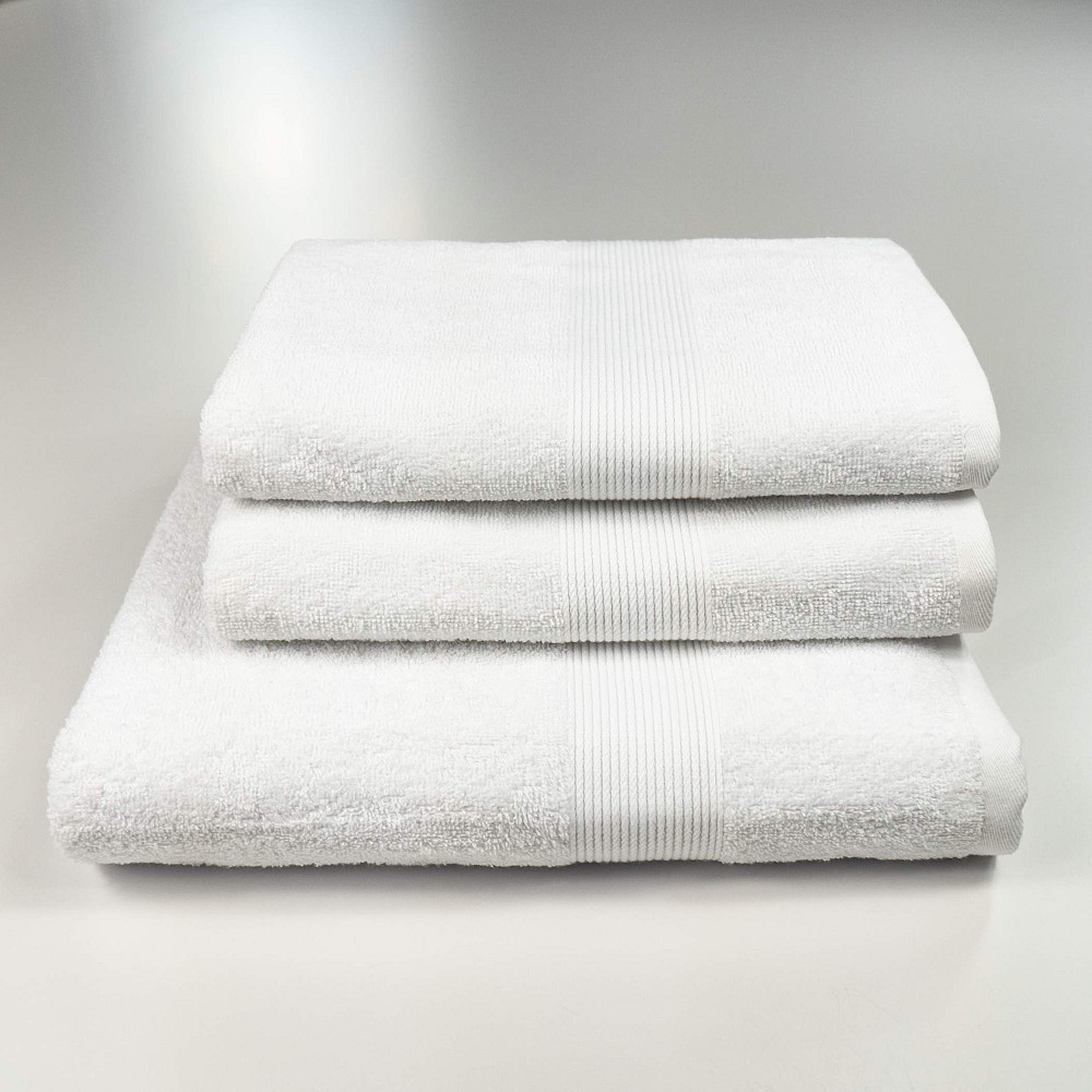Набір махрових рушників з Бордюром 3шт GM Textile 50х90см, 50х90см, 70х140см 400г/м2 (Білий) Суми - фото 1