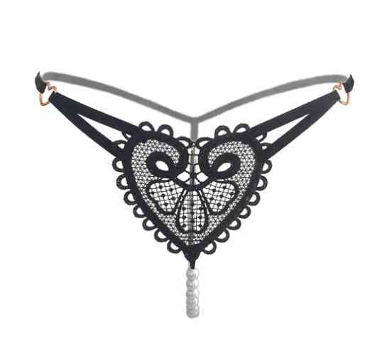 Еротичні стрінги з бусами чорні - розмір універсальний, (на резинці) Київ