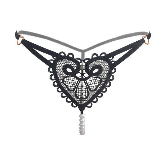 Еротичні стрінги з бусами чорні - розмір універсальний, (на резинці) Київ - фото 2