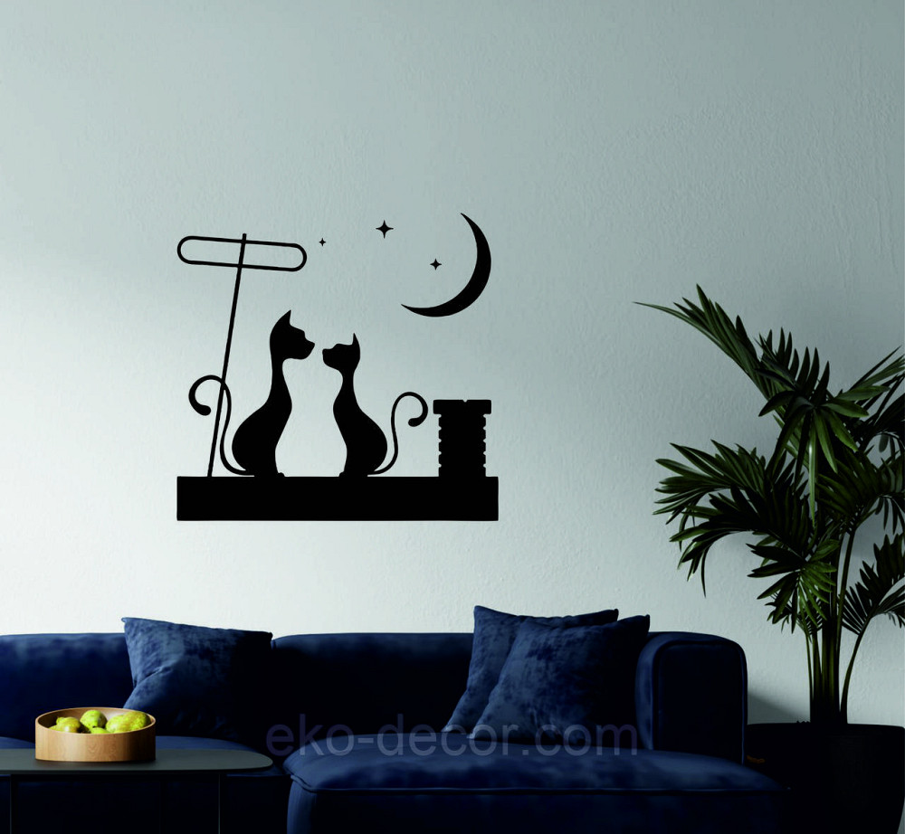 Декоративное настенное 3D Панно «Коты» Декор на стену с объемом 90*90 см, Черный Киев - изображение 1