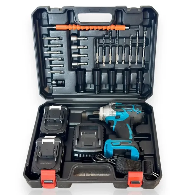 Набор электрических ударных гайковертов TS-5548, аккумулятор 48В, крутящий момент 520 Нм, 18 аксессуаров, кейс Одесса - изображение 1