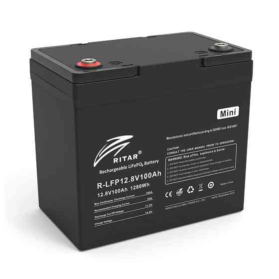 Акумуляторна батарея Ritar LiFePO4 12,8V 100Ah mini, 1280Wh BMS50@4S (229 х 138 х 210 мм), 9.9kg Київ