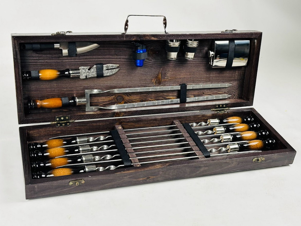 Подарунковий набір шампурів в дерев'яному кейсі для пікніка СКІФ HAPPY DAYS Тернопіль - фото 2