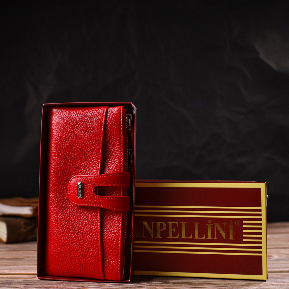 Яскравий жіночий гаманець із зручним функціоналом з натуральної шкіри CANPELLINI 21895 Червоний Київ - фото 10
