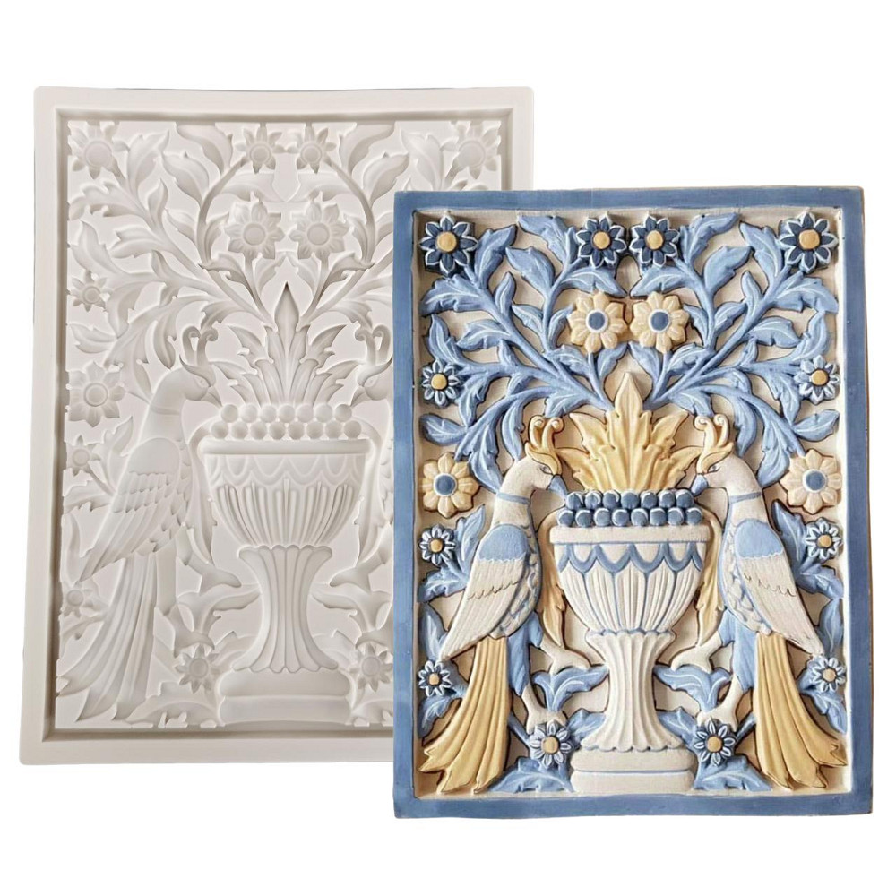 Молд силиконовый Птицы 197 на 150 мм серый Киев - изображение 1