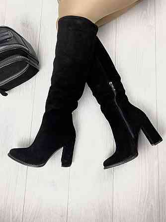 Nivelle Чоботи жіночі NIVELLE чорні замша натуральна высота 38см обхват 34-36см каблук 10см (80 Коломия