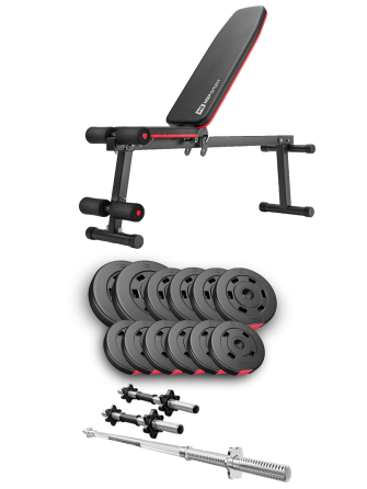 Набір Hop-Sport Premium 38кг з лавою HS-1010 Pro, штангою та гантелями Київ