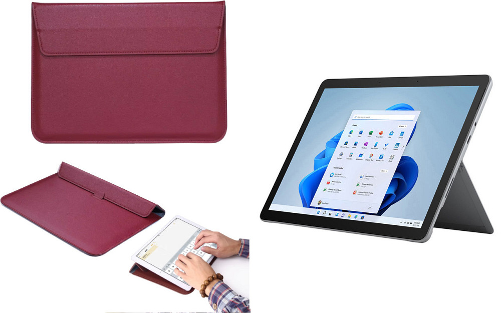 Чохол-конверт VitoCase для Microsoft Surface Go, Go 2, Go 3, з функцією підставки для планшета Бордовий Київ - фото 1