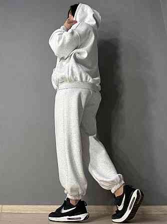 Костюм жіночий A-N 27066 спортивний оверсайз худі на блискавці та джогери сірий, сірий, S Київ