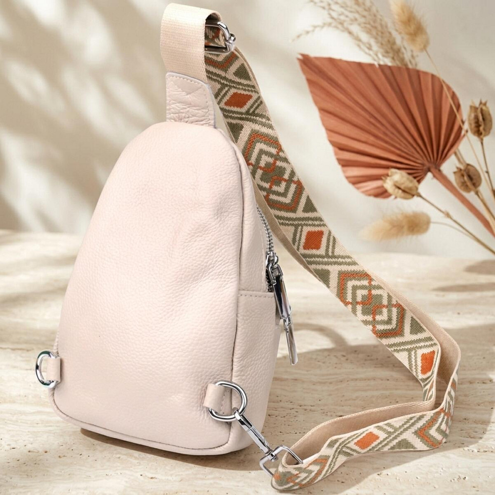 Сумка-слінг із натуральної шкіри для жінок Vintage 22936 Білий Київ - фото 13