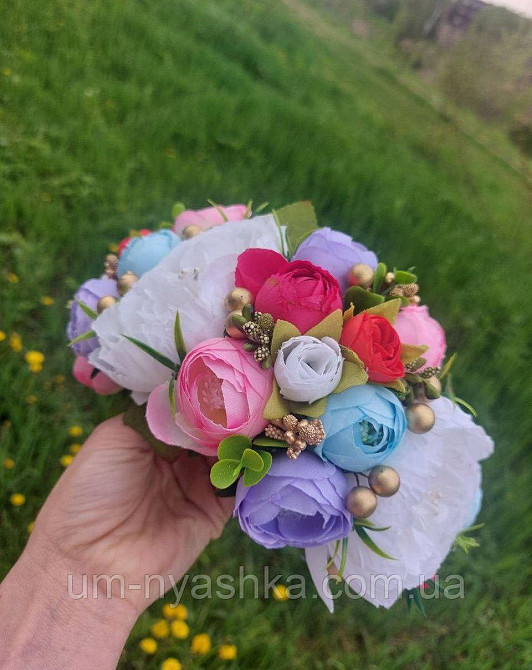 Ободок обруч з квітами "Піони великий Мальва" Кривий Ріг - фото 1