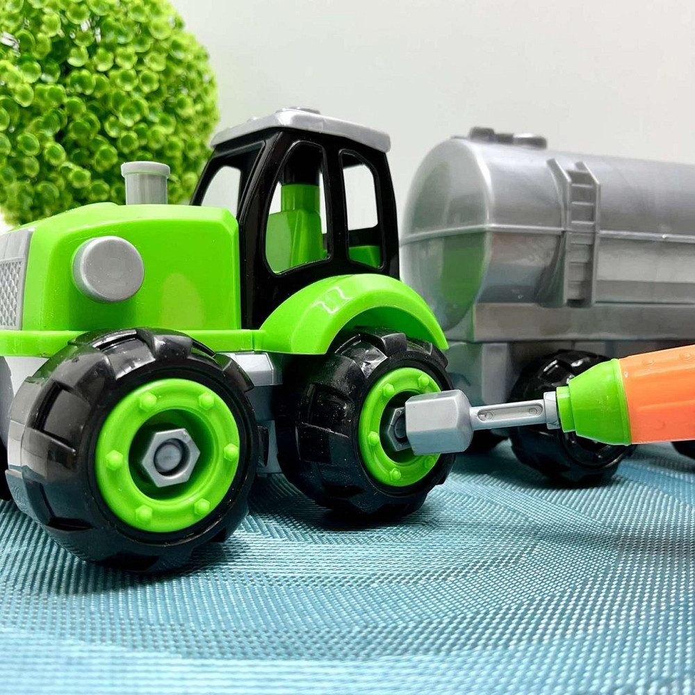 Трактор конструктор на шурупах із причепом 32 см Зелено-сірий (0488-801-2-3) Чернигов - изображение 6