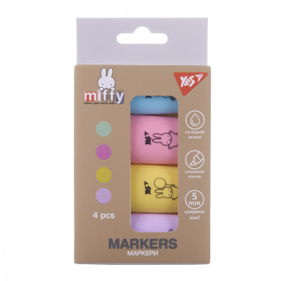 Набір маркерів Yes текстовий Miffy 4 шт (391093) Вінниця - фото 1