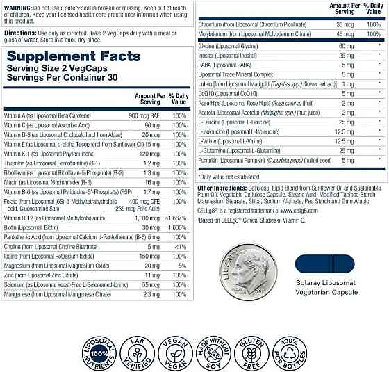 Липосомальные витамины для мужчин Solaray Men's Liposomal Multivitamin 60 капс Киев