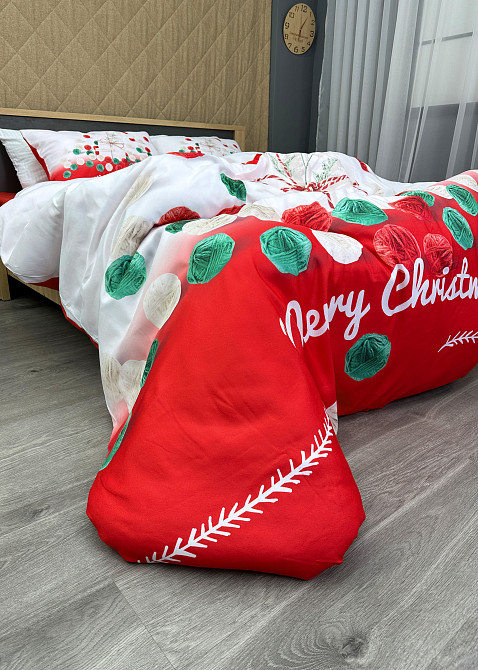 Комплект постільної білизни Фланель, Epico Євро 200х220 з Різдвяним принтом (88-197) Київ - фото 8