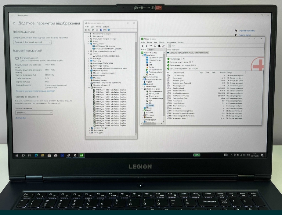 Legion 5 17,3 RTX 3070 8Gb Ryzen 7 5800H 130W 144Hz 16Gb SSD512Gb Ноутбук Київ - фото 8