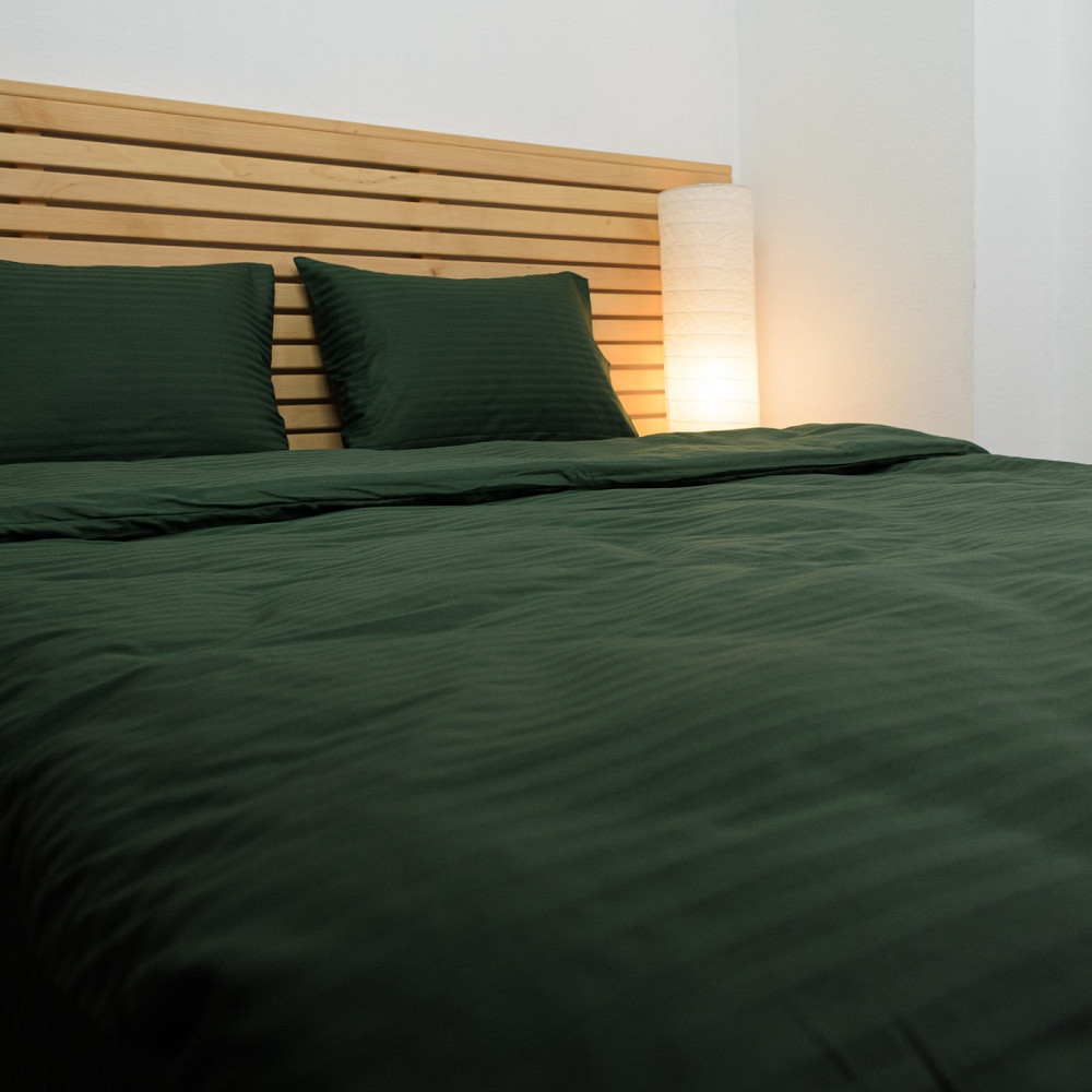 Постільна білизна Євро комплект Страйп Сатин 125 г/м2 YouStar (Зелений) 2 х 50х70 Суми - фото 5