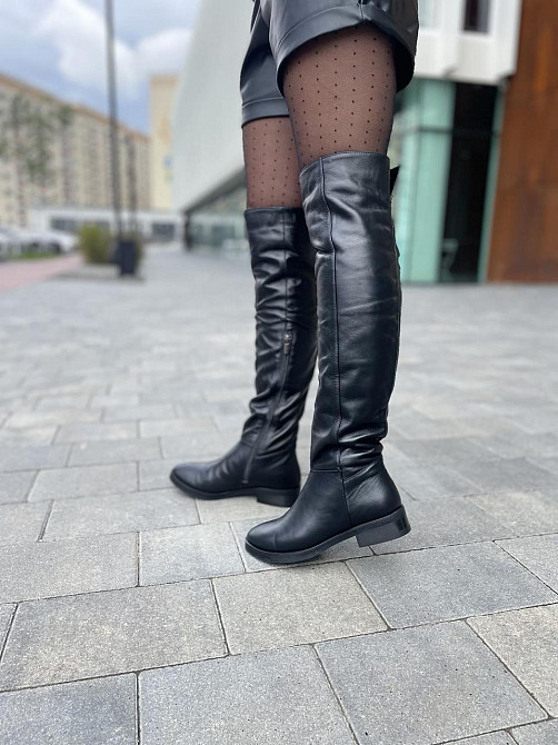 Nivelle Ботфорти зимові жіночі шкіряні чорні на низькому ходу, наповнювач вовна 5388/2510 / Чоб Коломыя - изображение 2