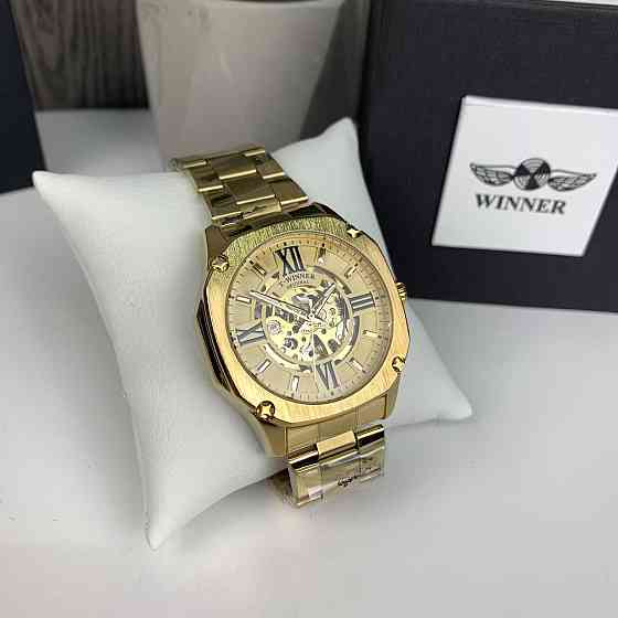 Якісний чоловічий механічний годинник Winner GMT-1159 Gold золото, наручний годинник Віннер скелетон 2022 ( 21478 ) Харків