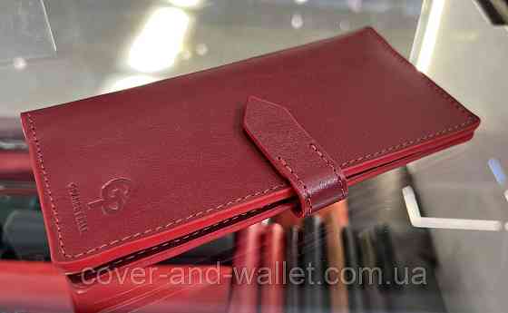 Стильний жіночий купюрник ручної роботи із гладкої шкіри червоного кольору Grande Pelle Київ
