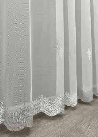 Тюль "Грек-сітка" з вишивкою колір молочний з сірим 1471т Київ