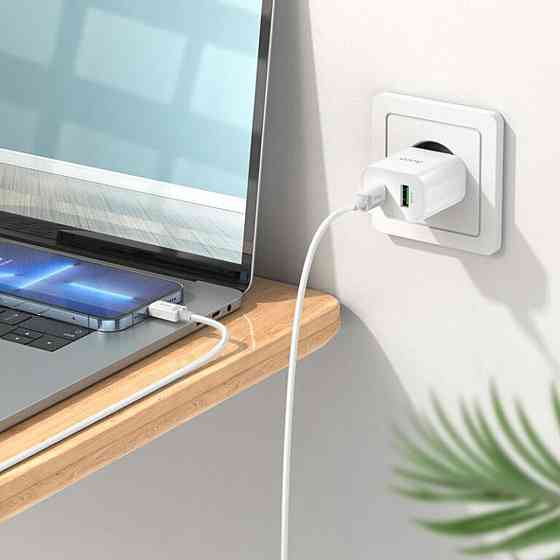 Мережевий зарядний пристрій HOCO C80A Plus Rapido PD20W+QC3.0 charger set, колір білий 6931474779892 Одеса