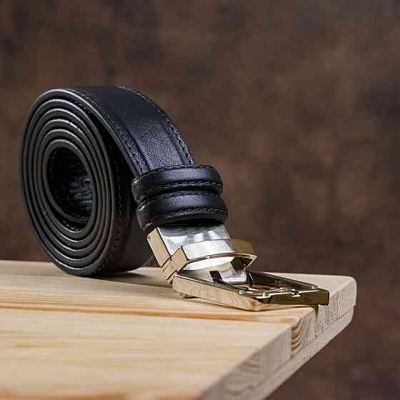 Ремень брючный двусторонний мужской Grande Pelle 11156 Синий и Черный Киев