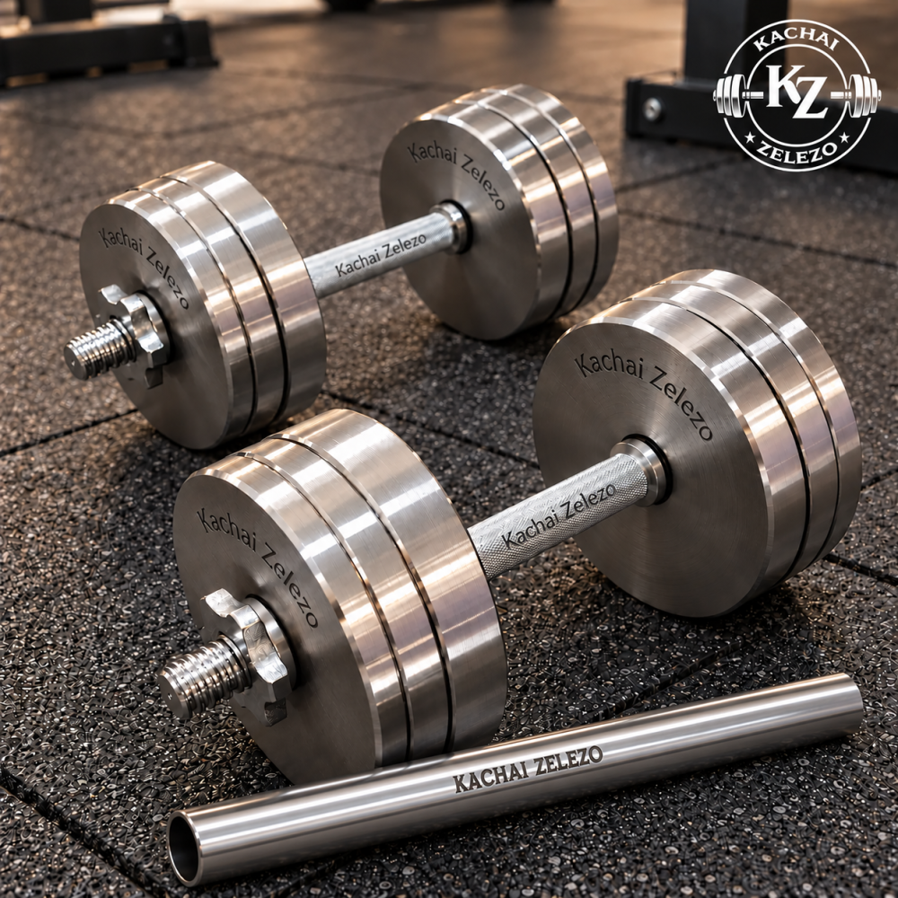 Гантели наборные 2 по 20 кг + Переходник для штанги Kachai Zelezo Iron Pro Киев - изображение 12