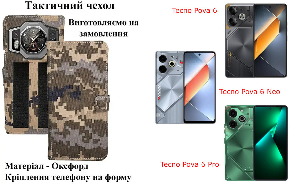Тактический чехол для Realme C30, realme C30s, крепится к снаряжению на липучке Киев - изображение 1