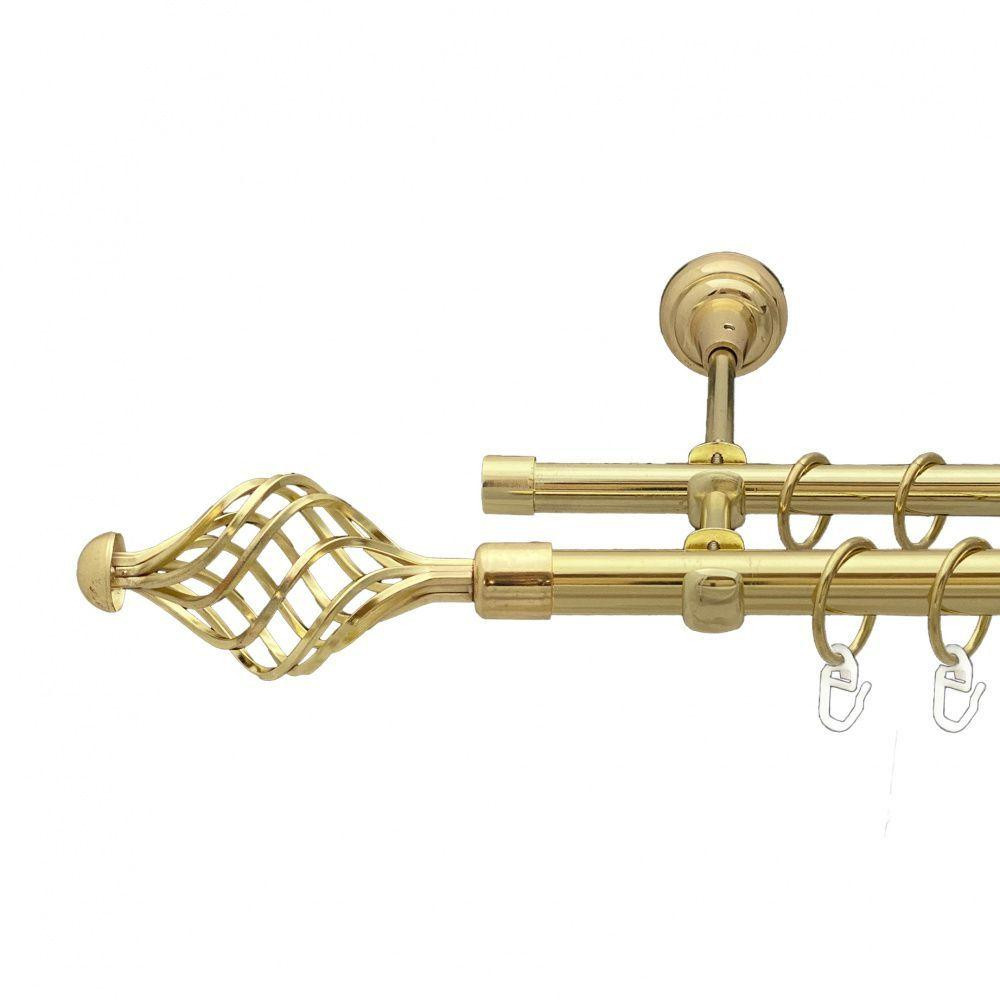 Карниз Orvit Арезо металевий дворядний відкритий гладка труба кільце металеве Золото 19\16 мм 300 см (00-00012961) Львів - фото 1