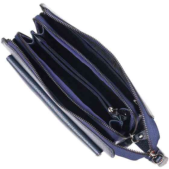 Современный мужской клатч из натуральной зернистой кожи CANPELLINI 21558 Синий Киев