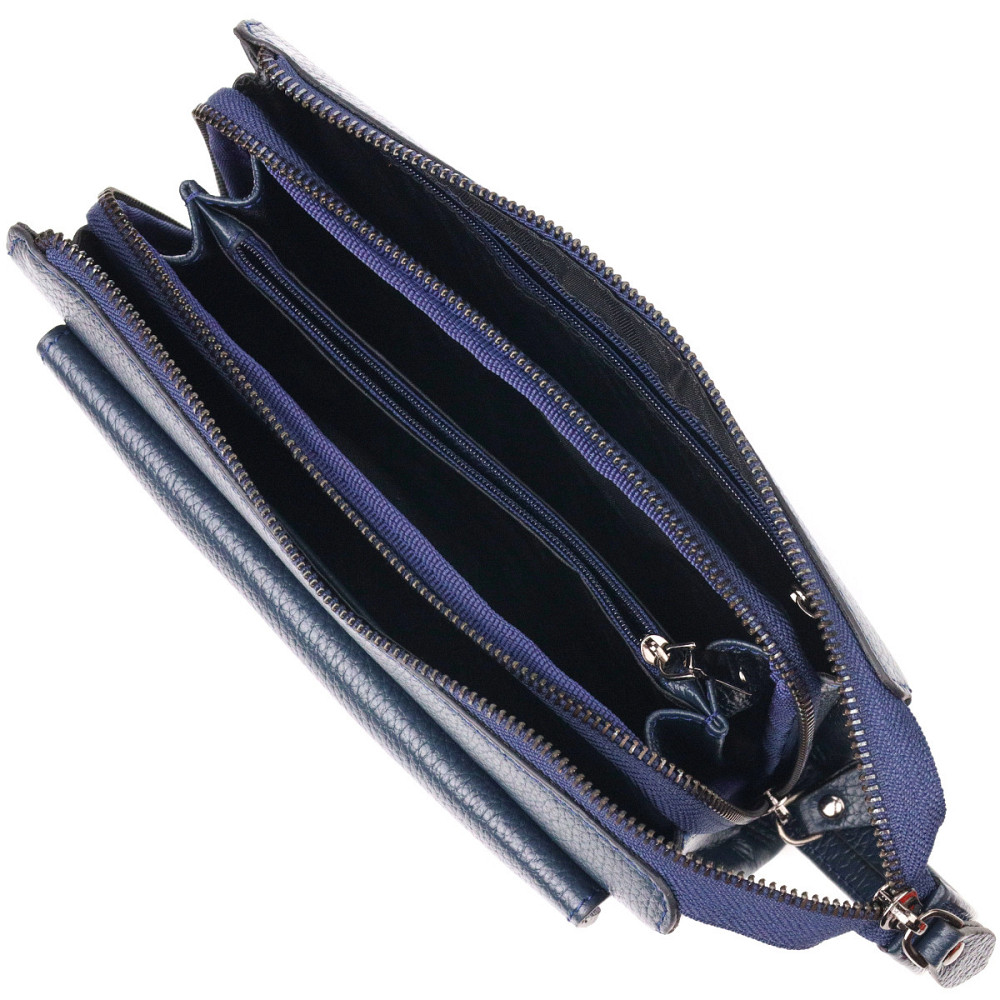 Современный мужской клатч из натуральной зернистой кожи CANPELLINI 21558 Синий Киев - изображение 6