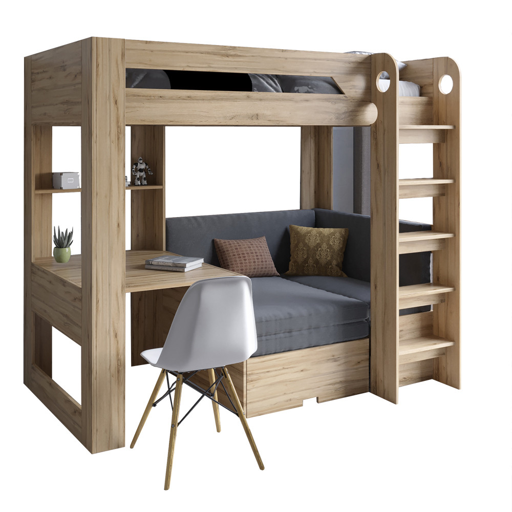 Дитяче двоярусне ліжко LION Флай 90х190 см з вбудованим столом Дуб Аппалачі/Лілі-95 (LION-041637) ТОП Львів - фото 2