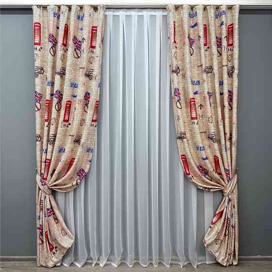 Комплект готових штор VR-Textil Фотоштори Лондон № 914ш Різнобарвний 100х270 см 2 шт (31-454) Київ